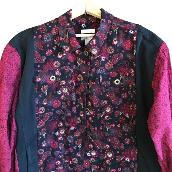 Upcycled Mixed Print Blazer, Size L-XL: Oversized Quirky Button-Down Jacket - Picture 9 of 12